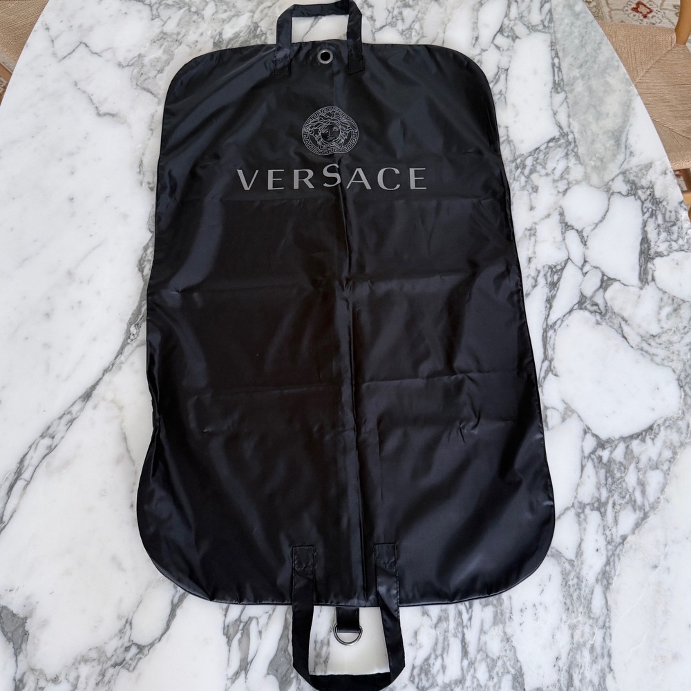 Versace Black Nylon Garment Bag Medusa Logo Travel Suit Cover Case 38.5x23"